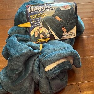 Hoodie Blanket - Sea Blue Plush Fleece